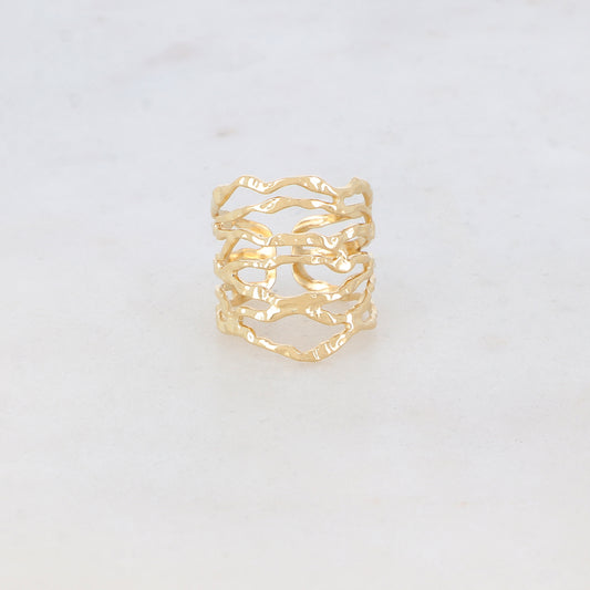 Bague 7 rangs aux motifs graphiques