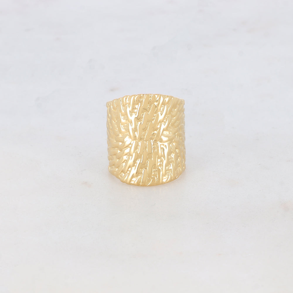 Bague 2 rangs avec pièce géométrique, motif graphique