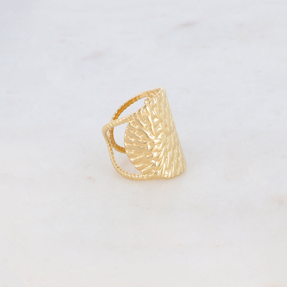 Bague 2 rangs avec pièce géométrique, motif graphique