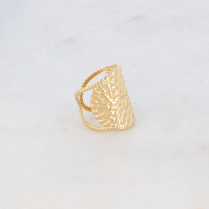 Bague 2 rangs avec pièce géométrique, motif graphique