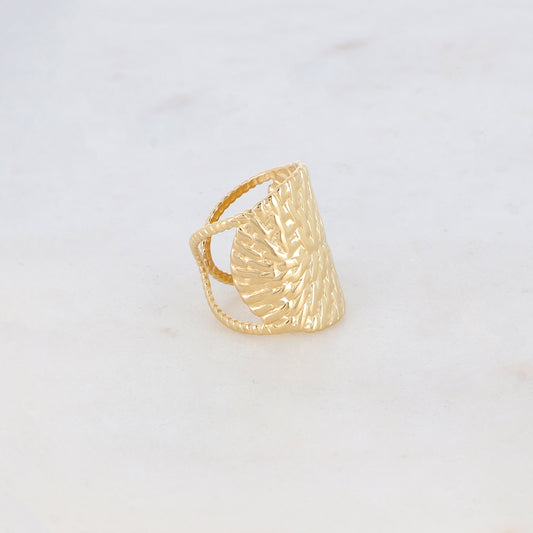 Bague 2 rangs avec pièce géométrique, motif graphique