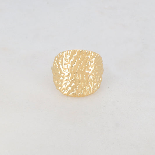 Bague fine avec pièce ronde, motif graphique