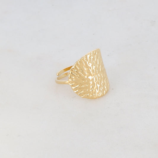 Bague fine avec pièce ronde, motif graphique