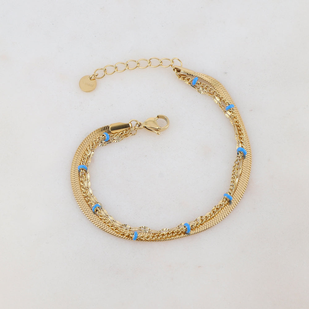 Bracelet 3 rangs avec maille miroir, émail