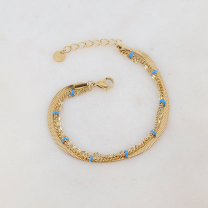 Bracelet 3 rangs avec maille miroir, émail