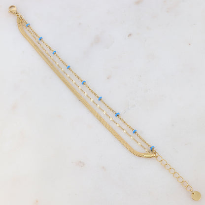Bracelet 3 rangs avec maille miroir, émail