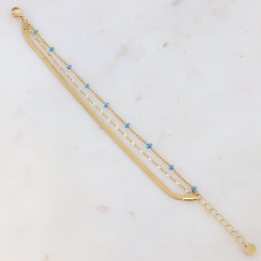 Bracelet 3 rangs avec maille miroir, émail