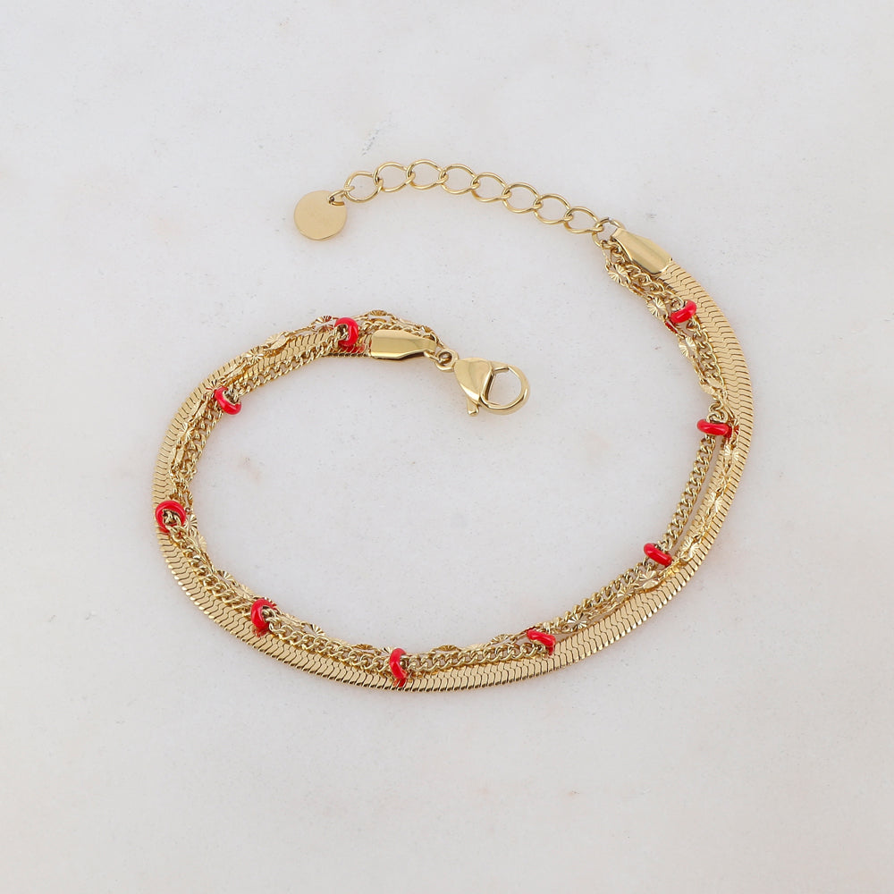 Bracelet 3 rangs avec maille miroir, émail