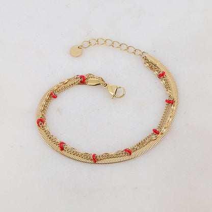 Bracelet 3 rangs avec maille miroir, émail
