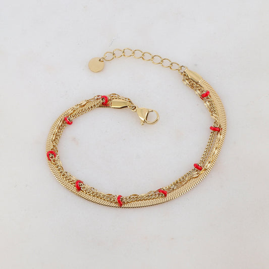 Bracelet 3 rangs avec maille miroir, émail