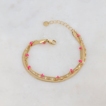 Bracelet 3 rangs avec maille miroir, émail
