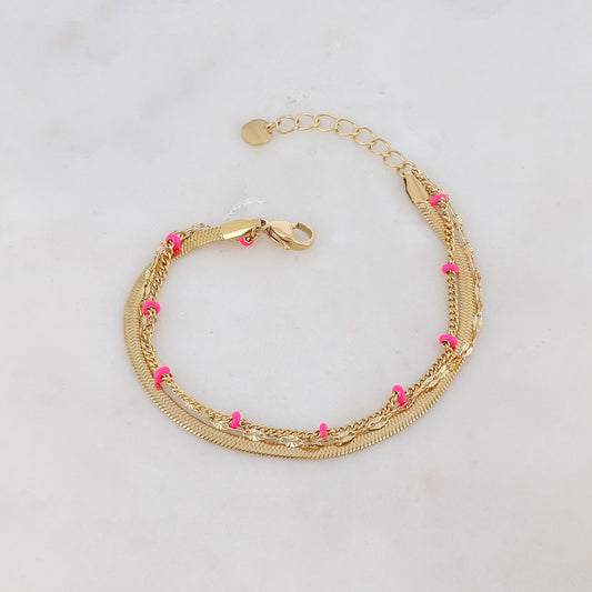 Bracelet 3 rangs avec maille miroir, émail