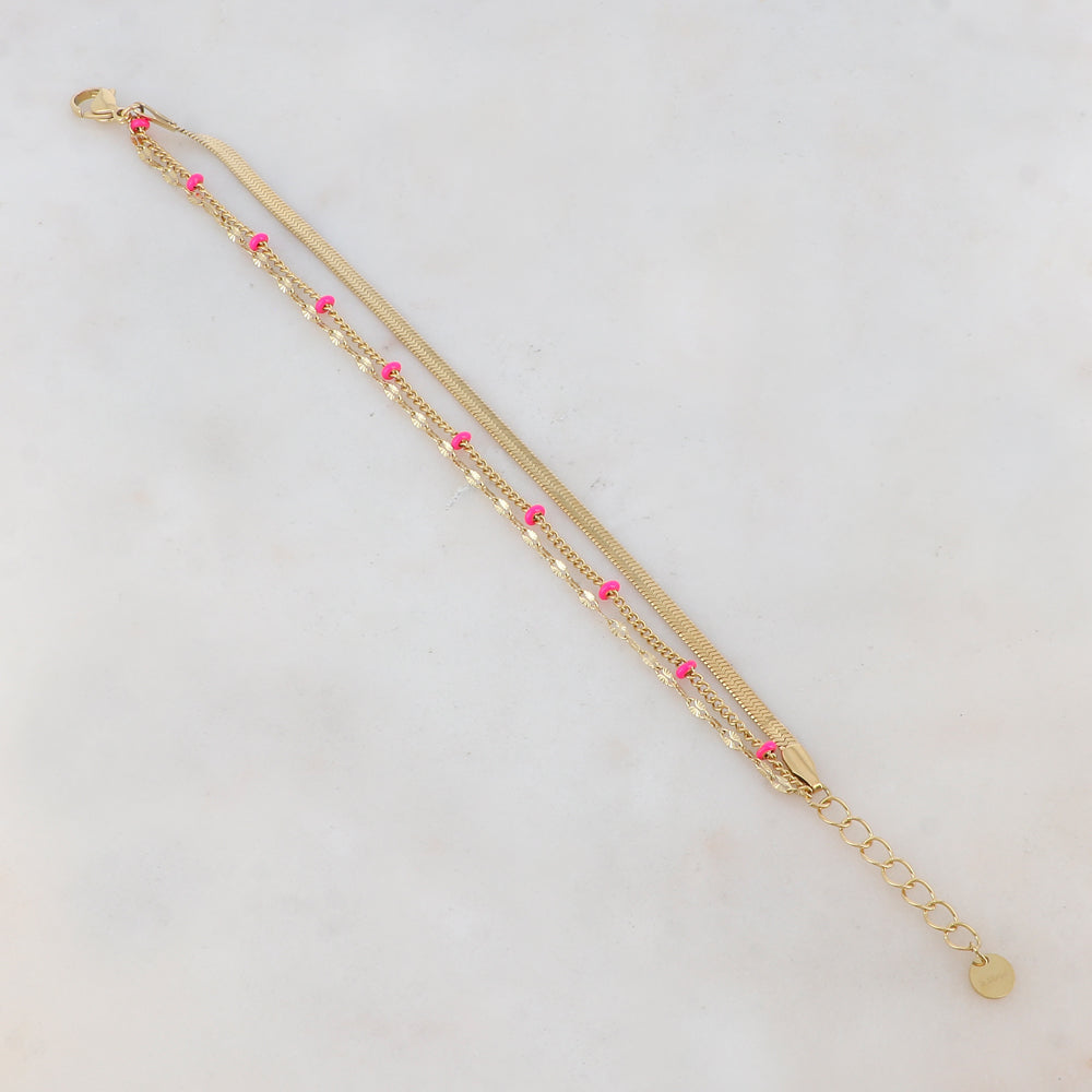 Bracelet 3 rangs avec maille miroir, émail
