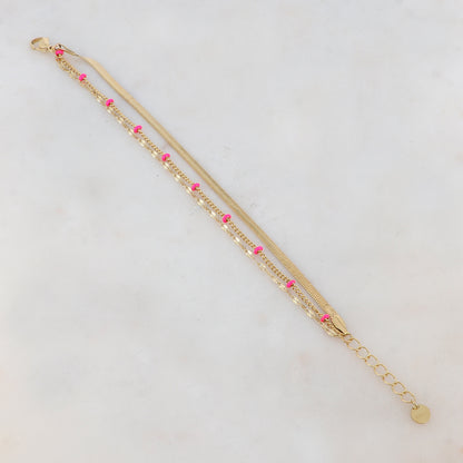 Bracelet 3 rangs avec maille miroir, émail