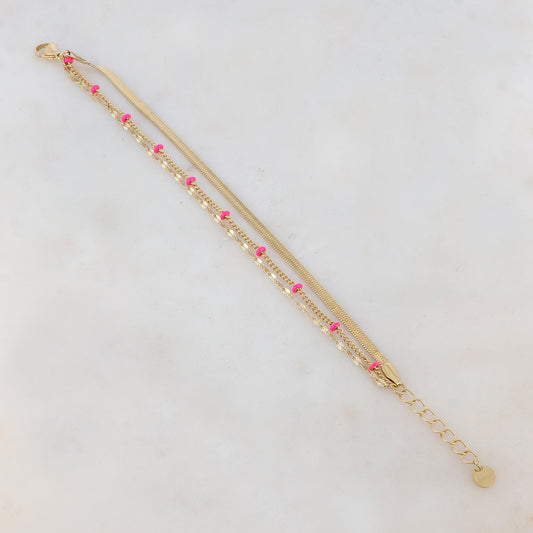 Bracelet 3 rangs avec maille miroir, émail