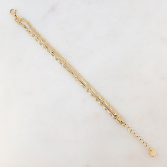 Bracelet 3 rangs avec maille miroir, émail