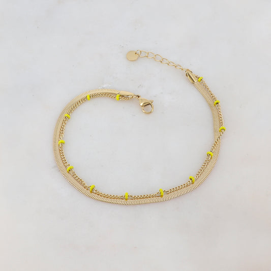 Chaîne de cheville avec maille miroir, émail (22.5+3CM)