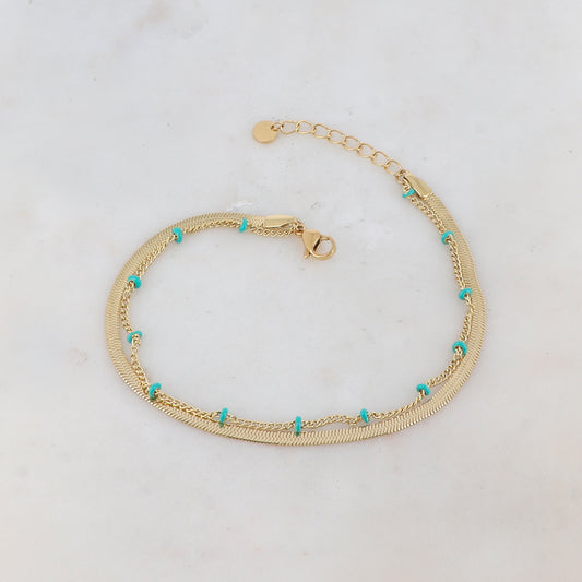 Chaîne de cheville avec maille miroir, émail (22.5+3CM)