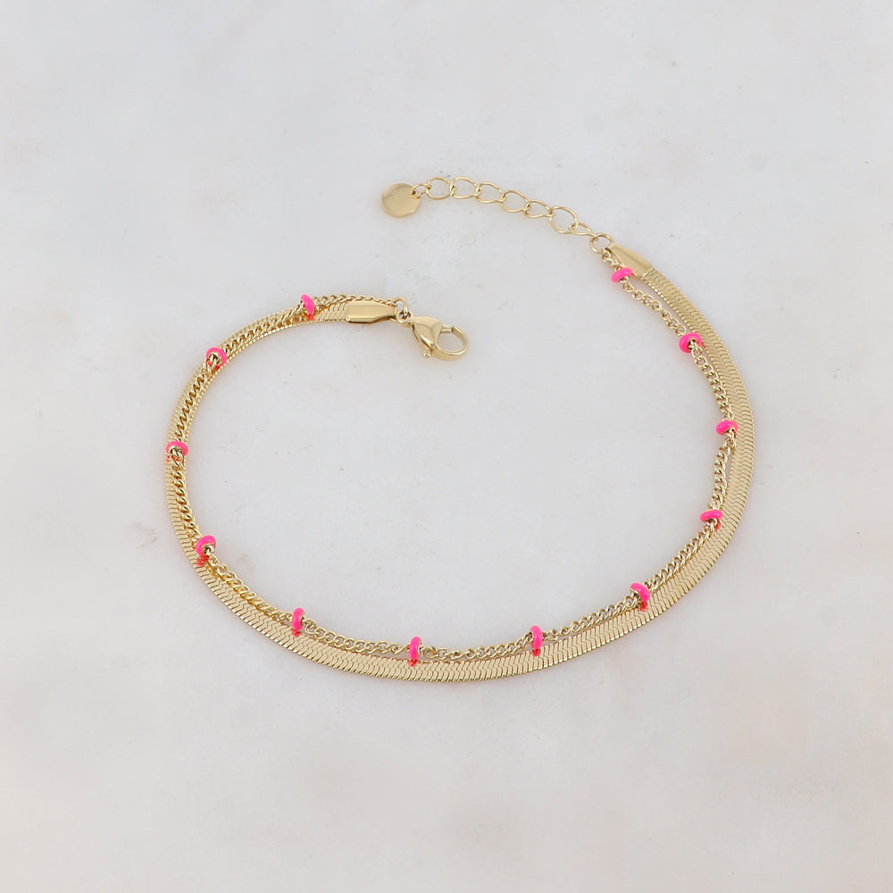 Chaîne de cheville avec maille miroir, émail (22.5+3CM)