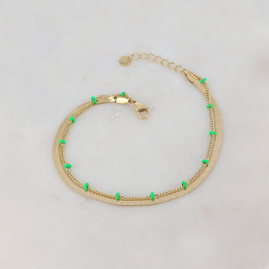 Chaîne de cheville avec maille miroir, émail (22.5+3CM)