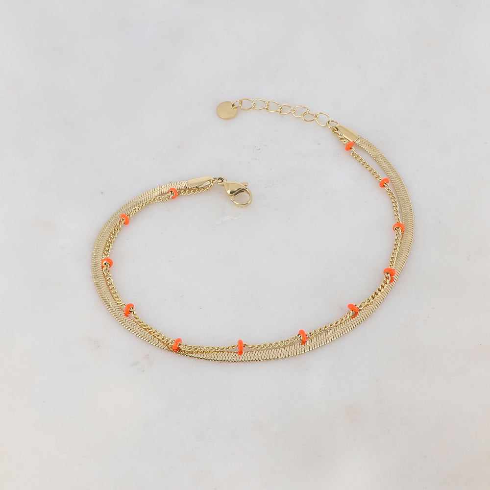 Chaîne de cheville avec maille miroir, émail (22.5+3CM)