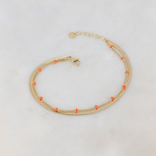 Chaîne de cheville avec maille miroir, émail (22.5+3CM)