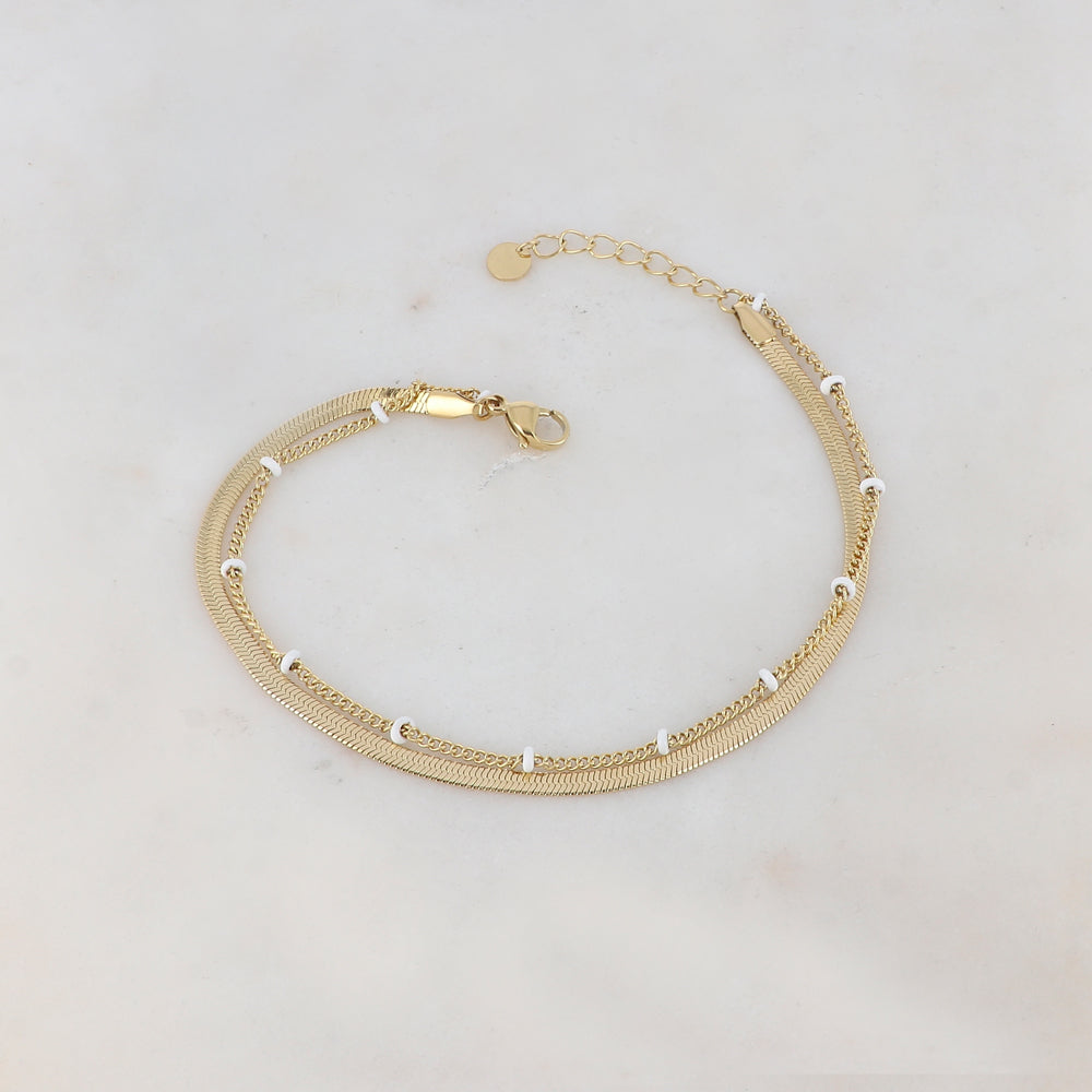 Chaîne de cheville avec maille miroir, émail (22.5+3CM)