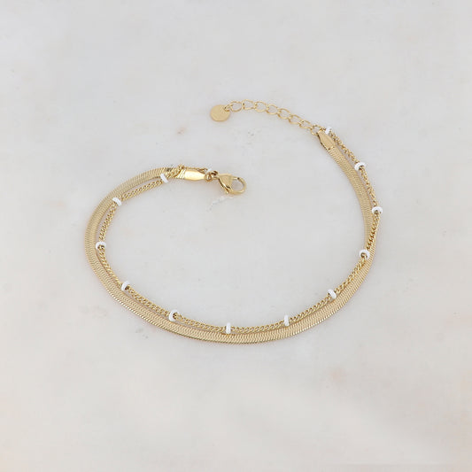 Chaîne de cheville avec maille miroir, émail (22.5+3CM)