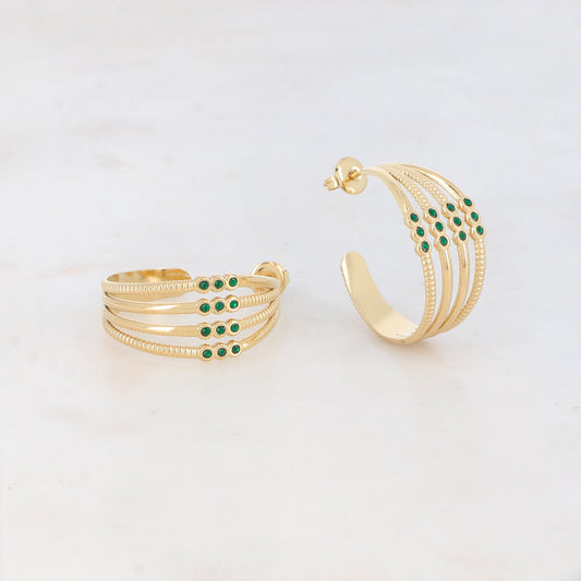 Créoles à puce 4 rangs avec 12 strass (2.8CM)