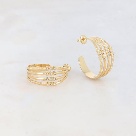 Créoles à puce 4 rangs avec 12 strass (2.8CM)