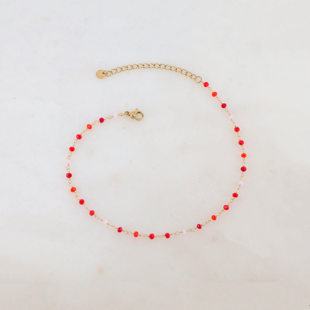 Chaîne de cheville avec pâtes de verre (22.5+5CM)