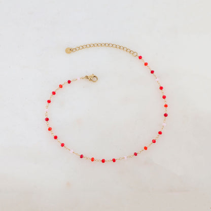 Chaîne de cheville avec pâtes de verre (22.5+5CM)