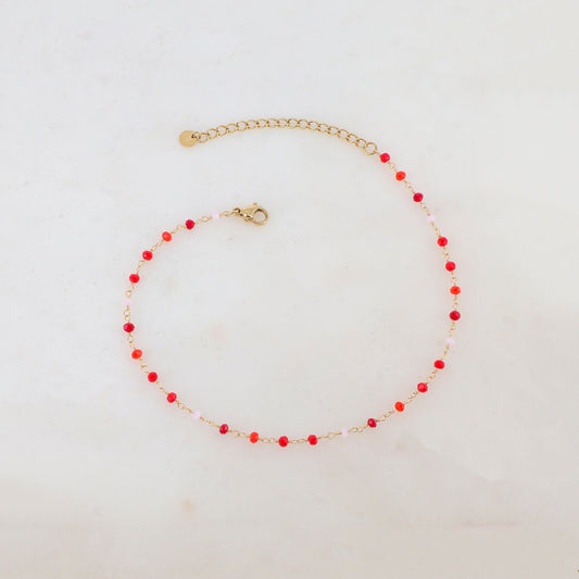 Chaîne de cheville avec pâtes de verre (22.5+5CM)