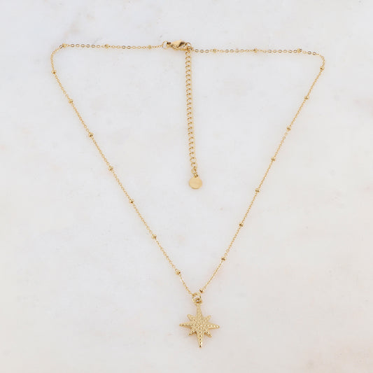 Collier doré avec un pendentif étoile du nord 38+7 cm
