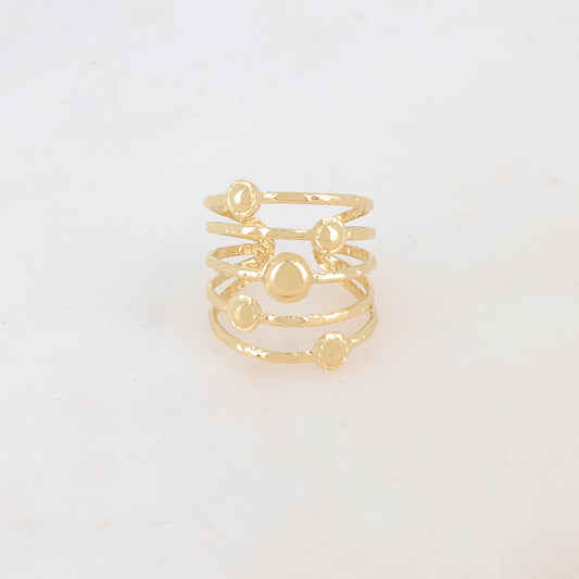 Bague 5 rangs avec 5 ronds