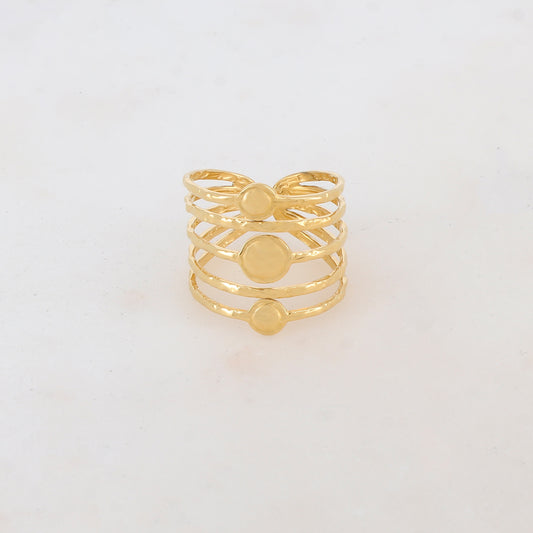 Bague 5 rangs avec 3 ronds