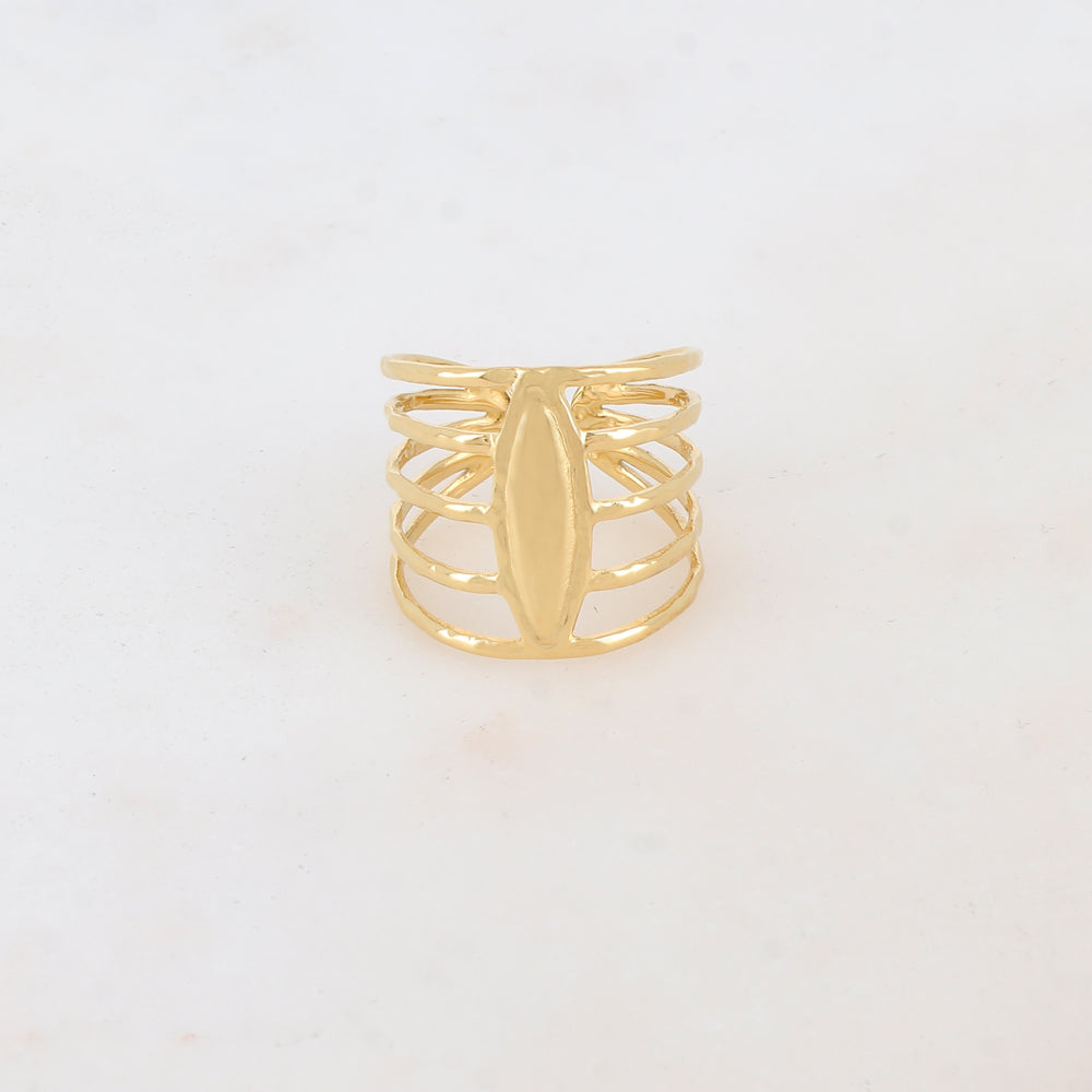 Bague 5 rangs avec pièce ovale