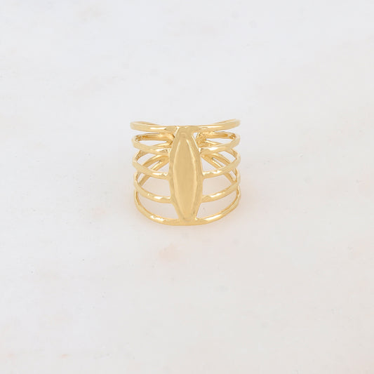 Bague 5 rangs avec pièce ovale