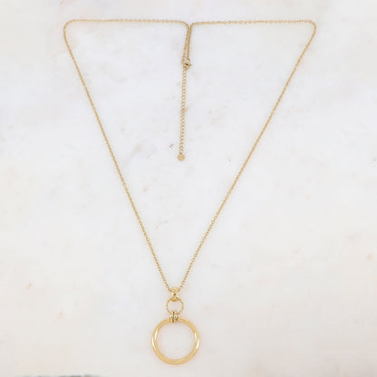 Sautoir doré avec un pendentif anneau lisse 80+7 cm