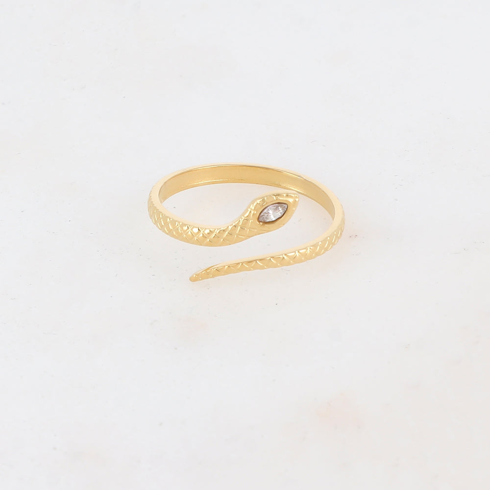 Bague serpent ajustable avec cristal
