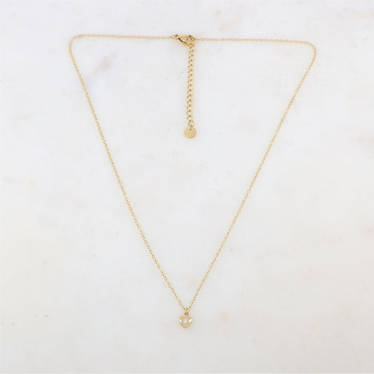 Collier doré composé d'un pendentif cœur orné d'un strass blanc 40+5 cm