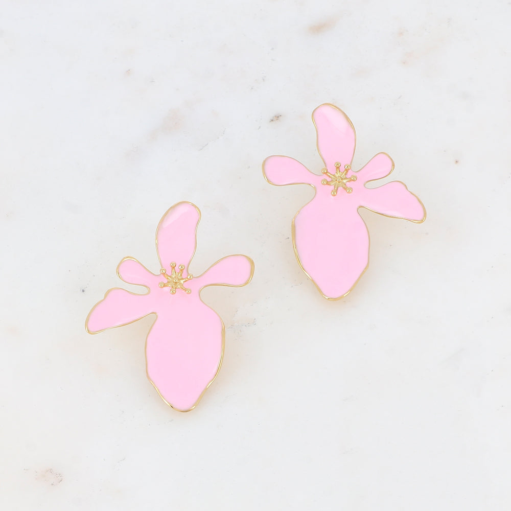 B.O à puce avec fleur émaillée 3,7 x 4,7 cm.