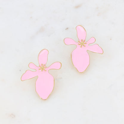 B.O à puce avec fleur émaillée 3,7 x 4,7 cm.
