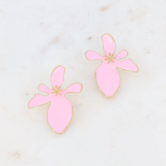 B.O à puce avec fleur émaillée 3,7 x 4,7 cm.