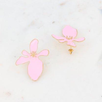 B.O à puce avec fleur émaillée 3,7 x 4,7 cm.
