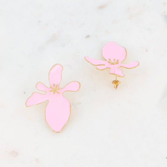 B.O à puce avec fleur émaillée 3,7 x 4,7 cm.