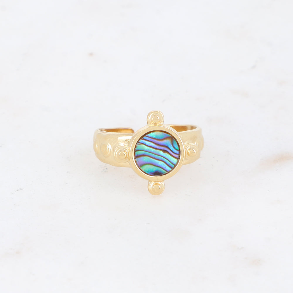 Bague avec nacre, feuille de nacre véritable - Nacre abalone
