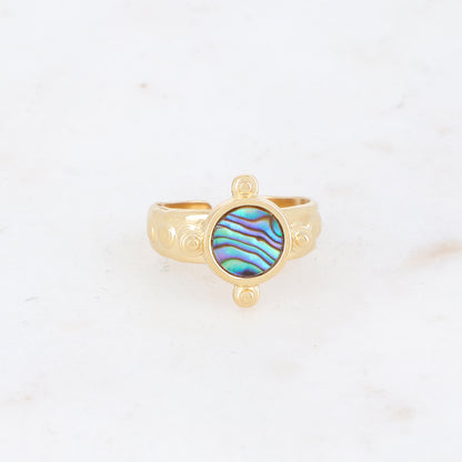 Bague avec nacre, feuille de nacre véritable - Nacre abalone