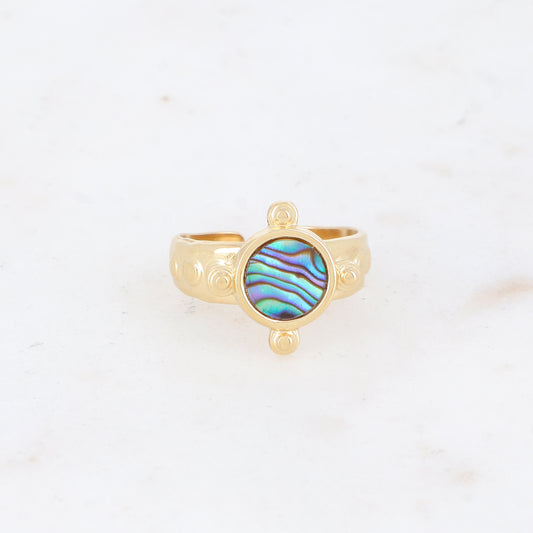 Bague avec nacre, feuille de nacre véritable - Nacre abalone