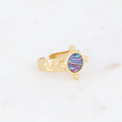 Bague avec nacre, feuille de nacre véritable - Nacre abalone